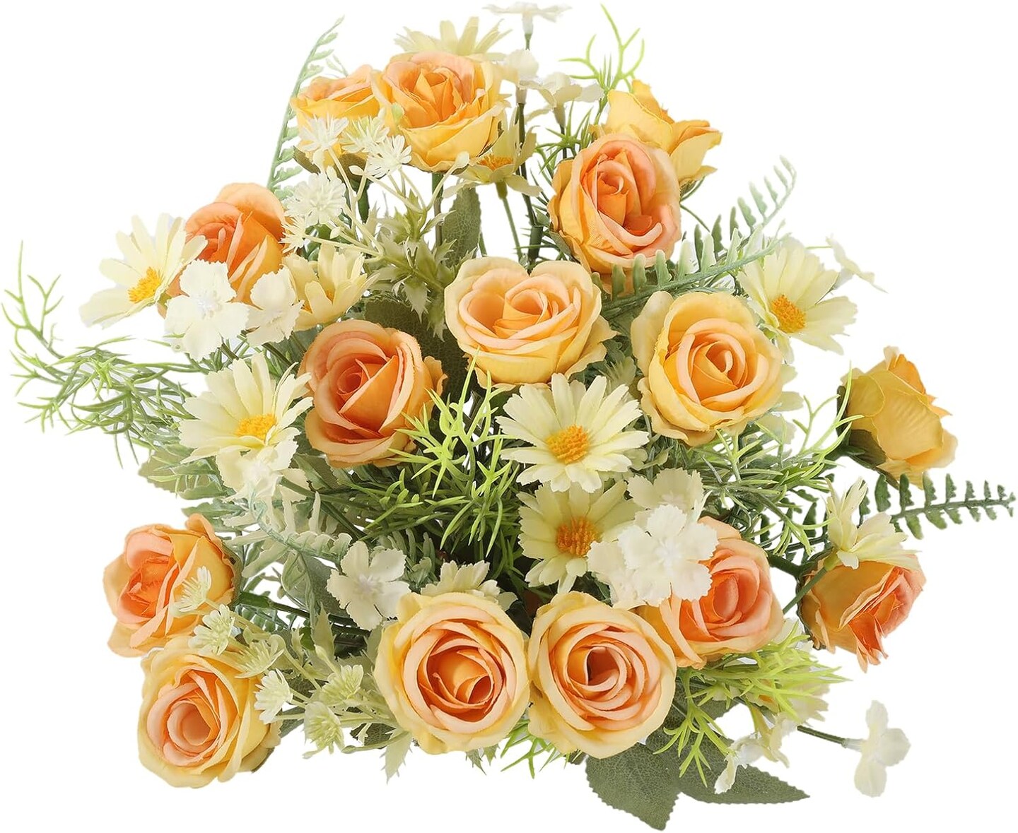 Artificial Silk Fake Flowers Bouquet Fake Roses Flowers Faux Flower Arrangement Wedding Bride Bouquets for Home Centerpieces Decor(Yellow)