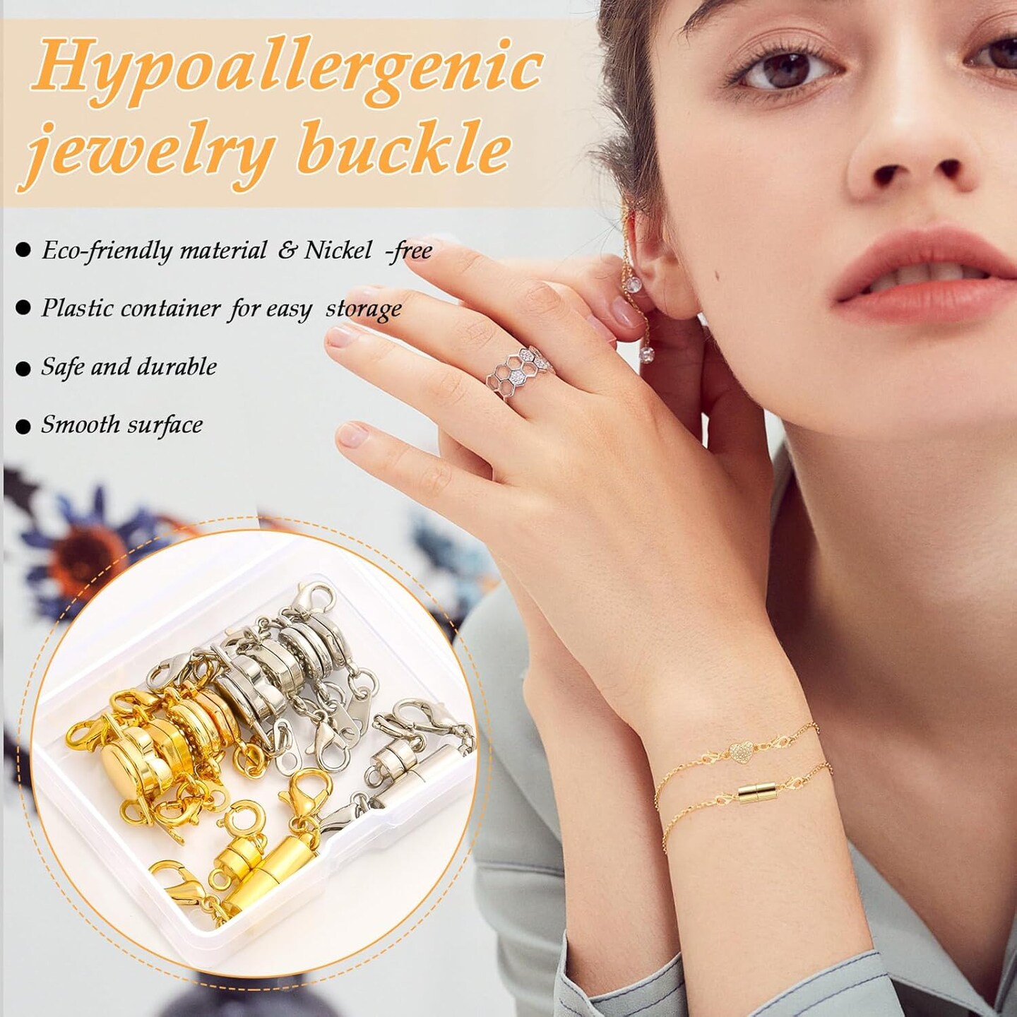 12Pcs Magnetic Necklace Clasps and Closures, Locking Magnetic Jewelry Clasps, Magnetic Necklace Extender, Necklace Clasp Helper for Necklaces, Bracelets and Jewelry