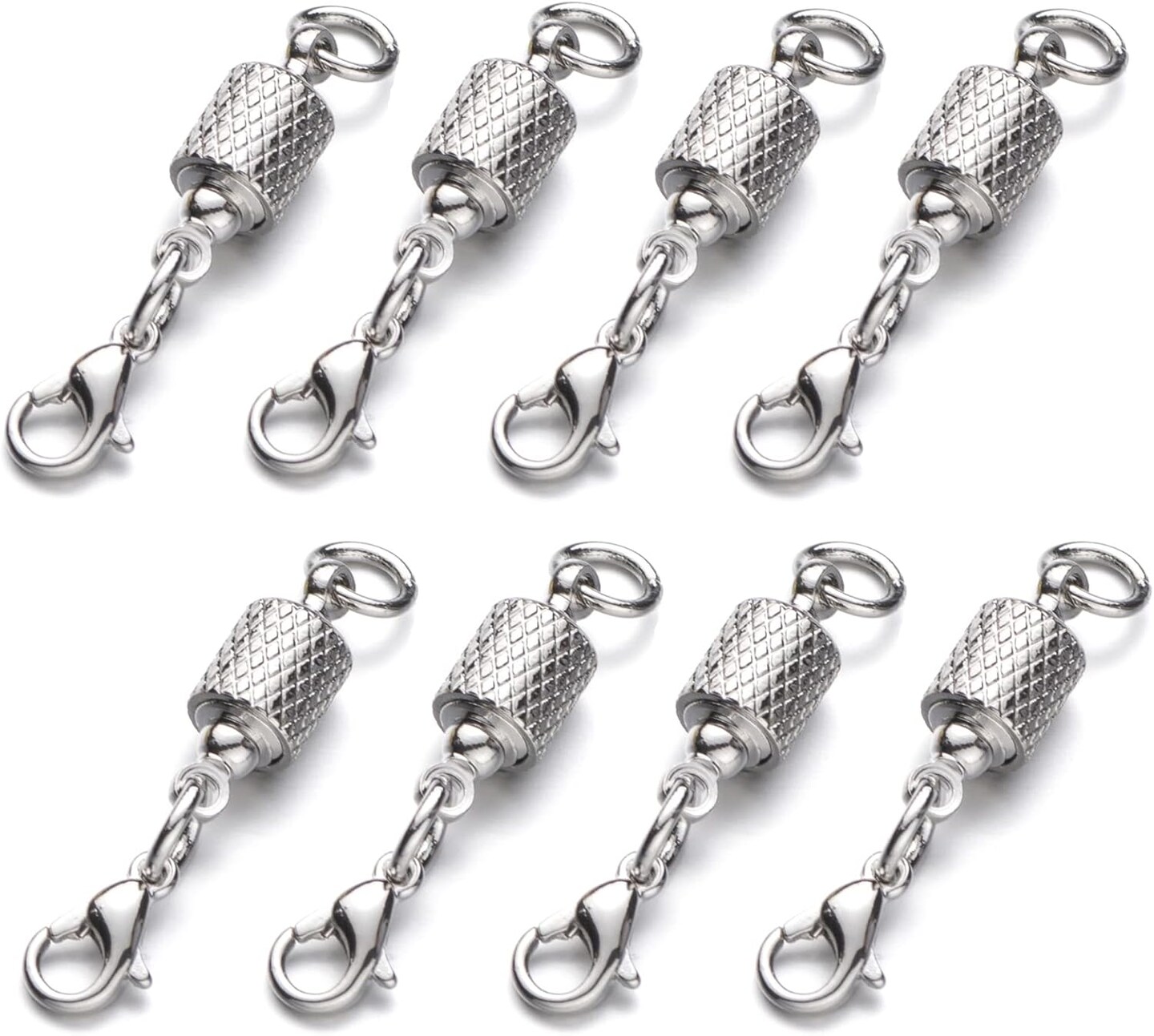Locking Magnetic Clasps for Jewelry Easy Necklace Clasp 8PCS Silver