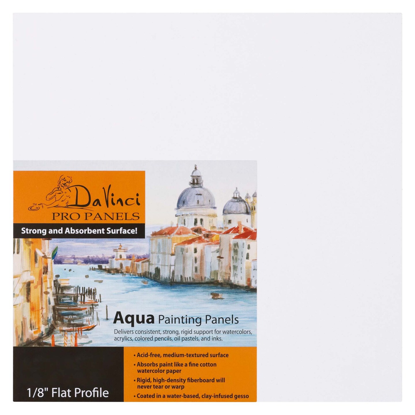 Jerry&#x27;s Artarama Da Vinci Aqua Pro Panels - 12x12&#x22; - 1/8&#x22; Thick Rigid Watercolor Board with Acid-Free Surface, Clay-Infused Gesso, Ideal Watercolor Boards for Painting Mixed Media