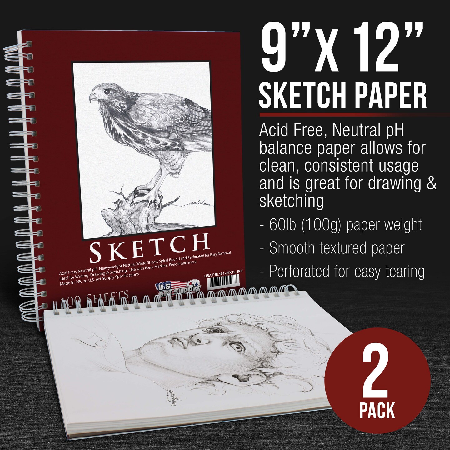 Master 150 Colored Pencil Mega Tin Set with Premium Soft Thick Core Vibrant Color Leads with 2 Packs 9&#x22; x 12&#x22; Sketch Pads Drawing Paper - Artist Art
