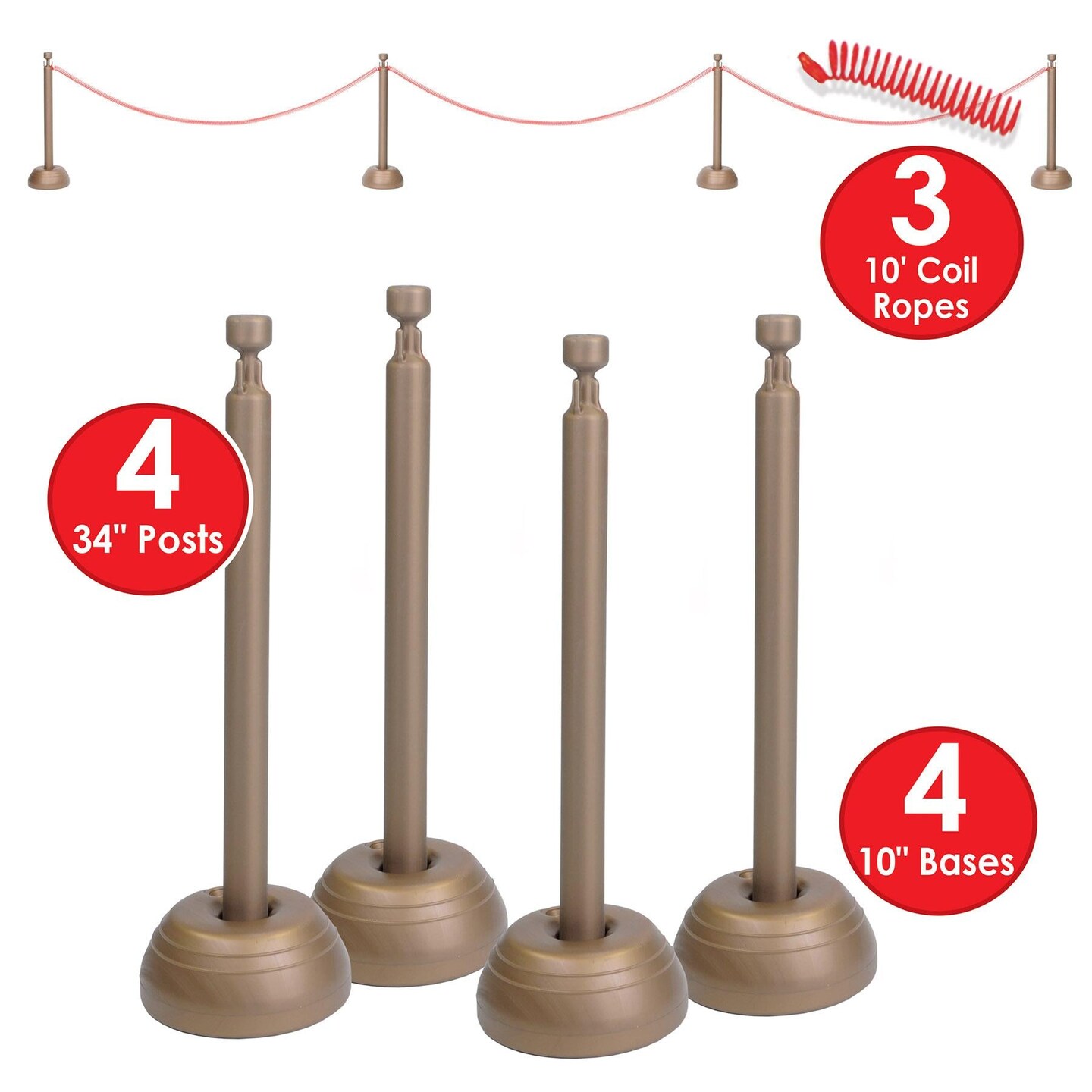 Beistle Red Rope Stanchion Party Set