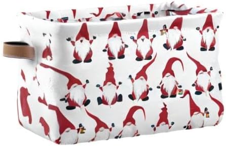 Christmas Basket, Large Foldable Christmas Storage Basket with Handles Christmas Gnomes Fabric Collapsible Storage Bins Organizer Bag for Storage