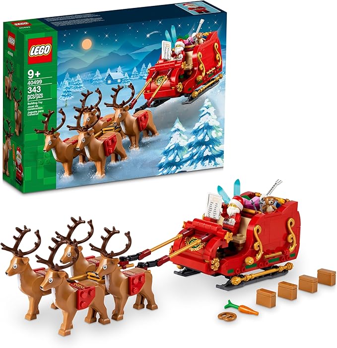 Santa&#x2019;s Sleigh Christmas Toy Building Set for Kids Ages 9-13, Comes with a Santa Figurine &#x26; Reindeer, Gift for Boys and Girls, Holiday Home Decor, 40499