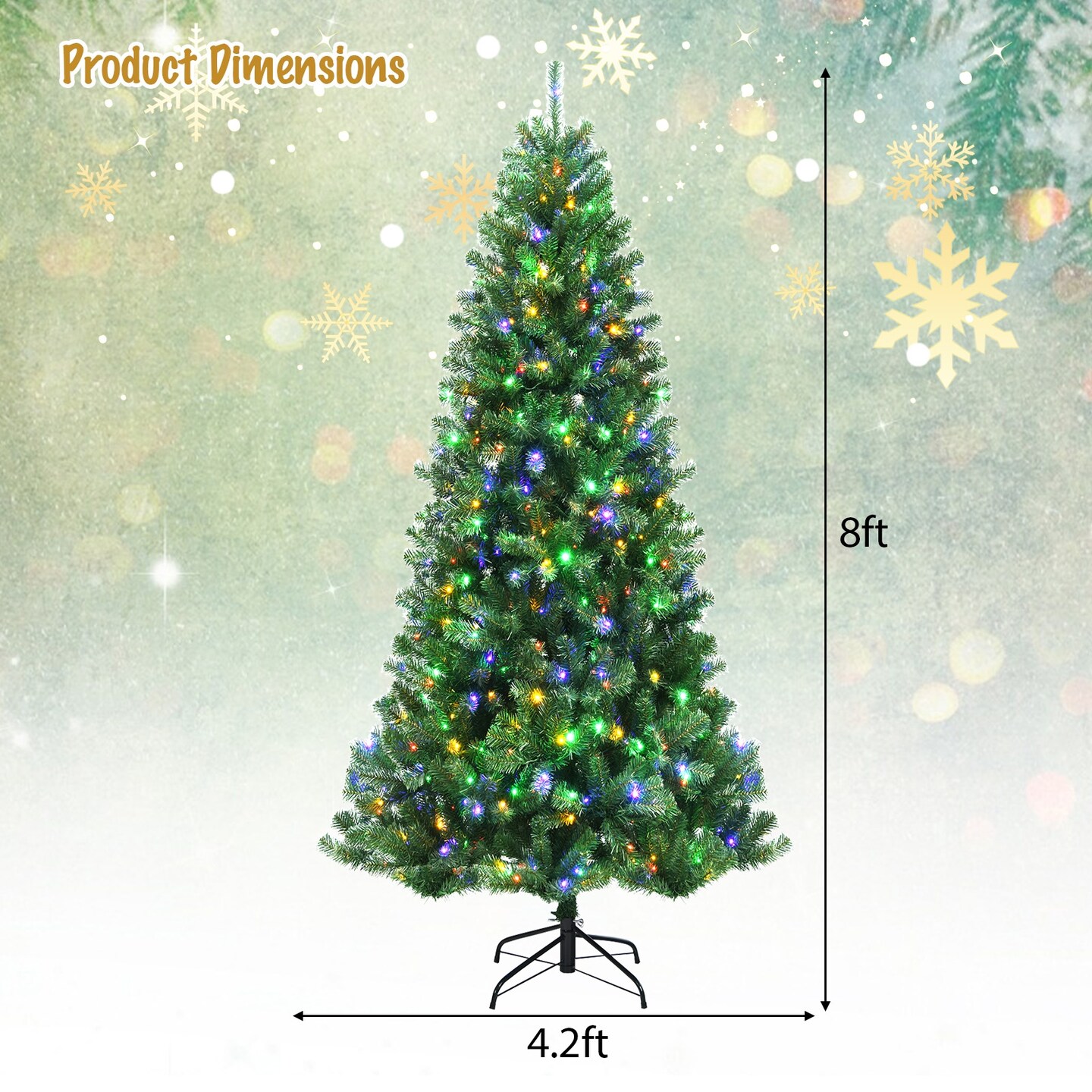 Artificial Hinged Christmas Tree with Remote-Controlled Color-Changing LED Lights
