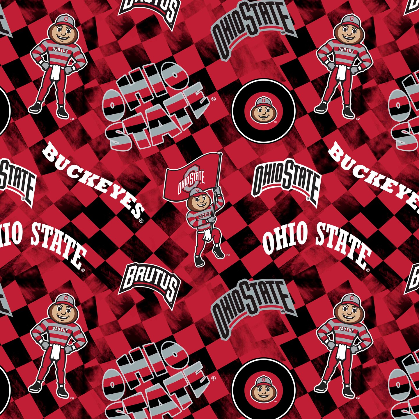 Sykel Enterprises-Ohio State University Cotton Quilting Fabric-Ohio State Buckeyes Check Allover Cotton Fabric Sold by the Yard