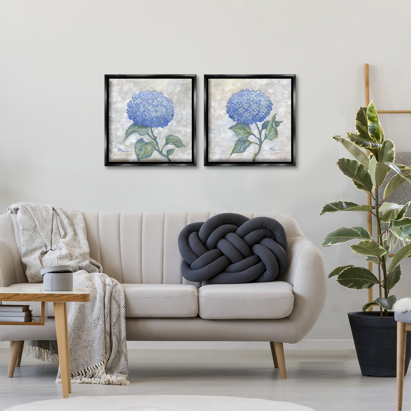 Stupell Industries Blue Hydrangea Garden Blooms 2pc Floating Frame Set By Paul Brent