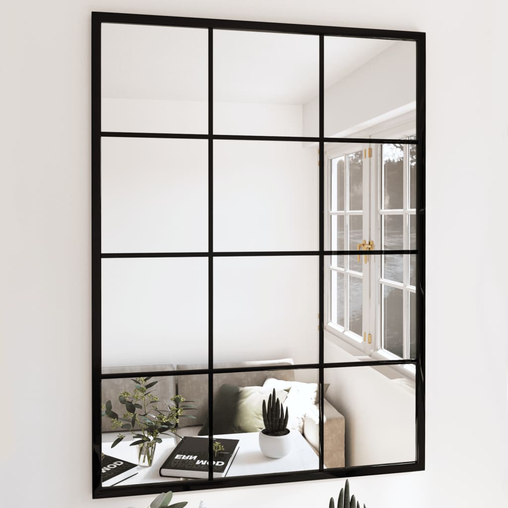 vidaXL Wall Mirrors 2 pcs Black 31.5x23.6 Metal