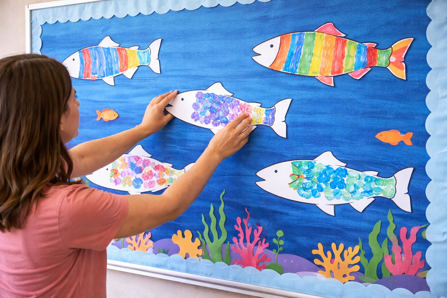 Cardstock Fish Cutouts 10" x 4" – Large Fish Shapes for Classroom Displays & Crafts, 12 Pack