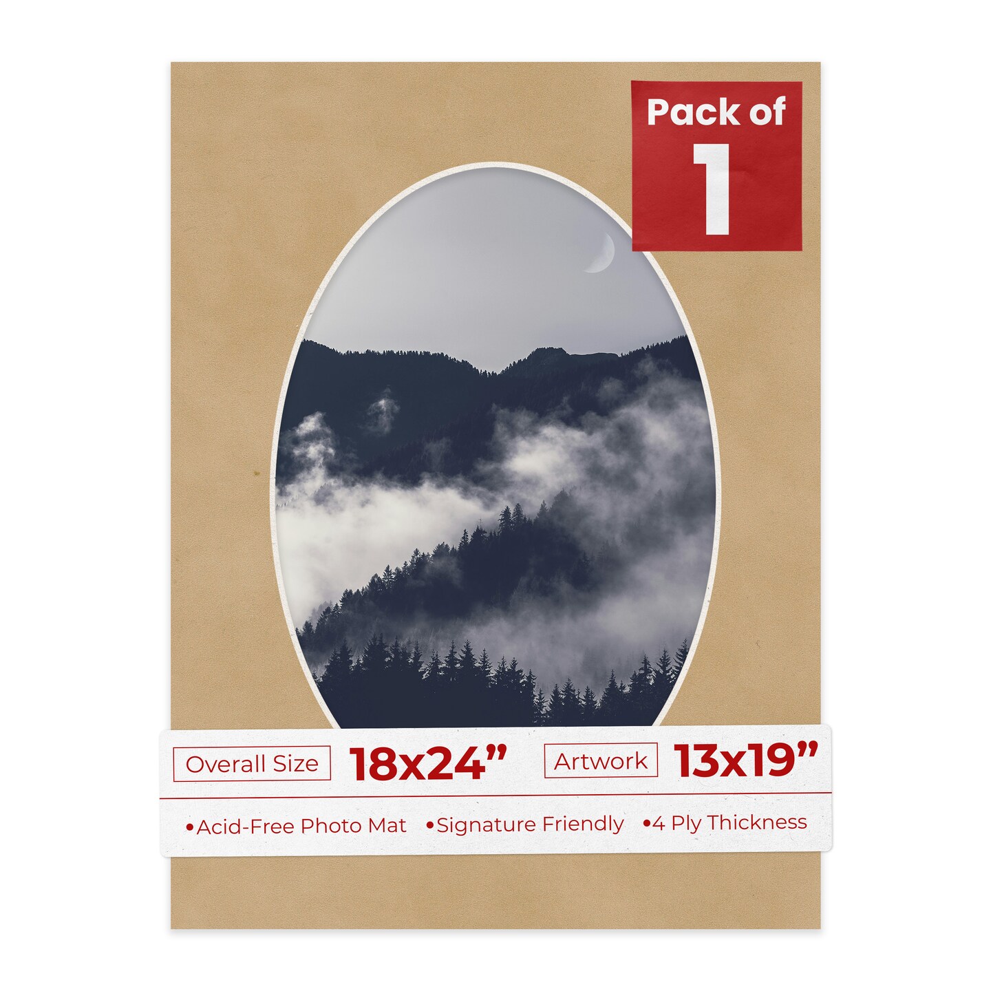 Beige Suede Mat Board for 18x24 Frames - Oval Opening for 13x19 Photos