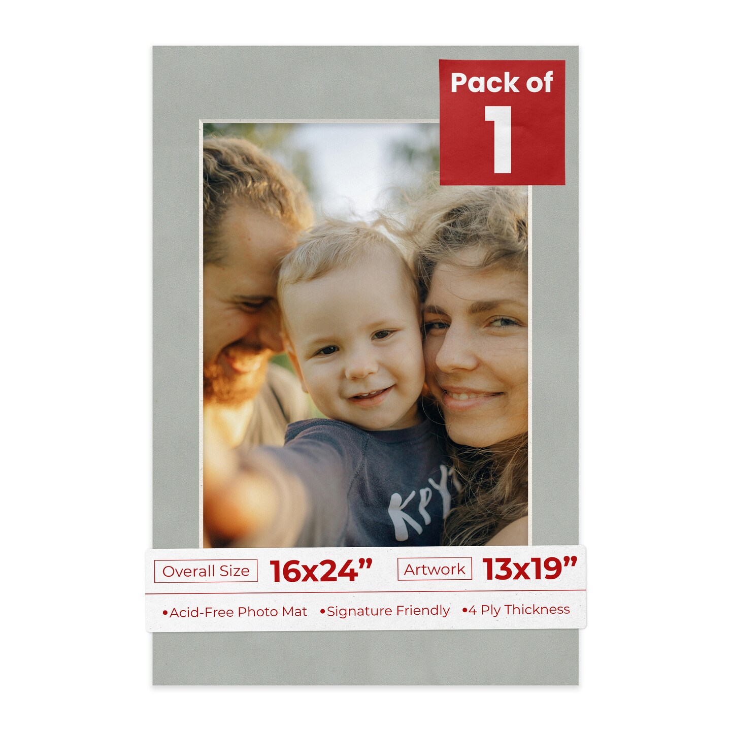 Light Grey Suede Mat Board for 16x24 Frames - Fits 13x19 Photos
