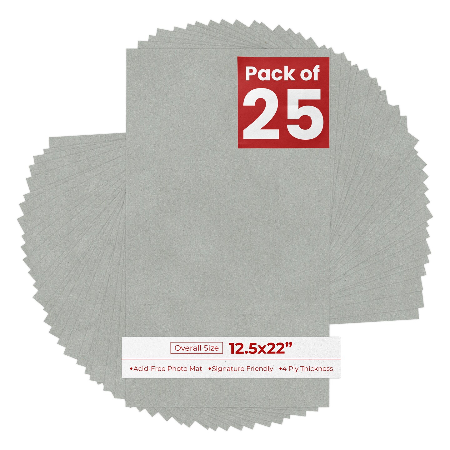 Light Grey Suede 12.5x22 Uncut Mat Board - Blank Sheets, No Opening
