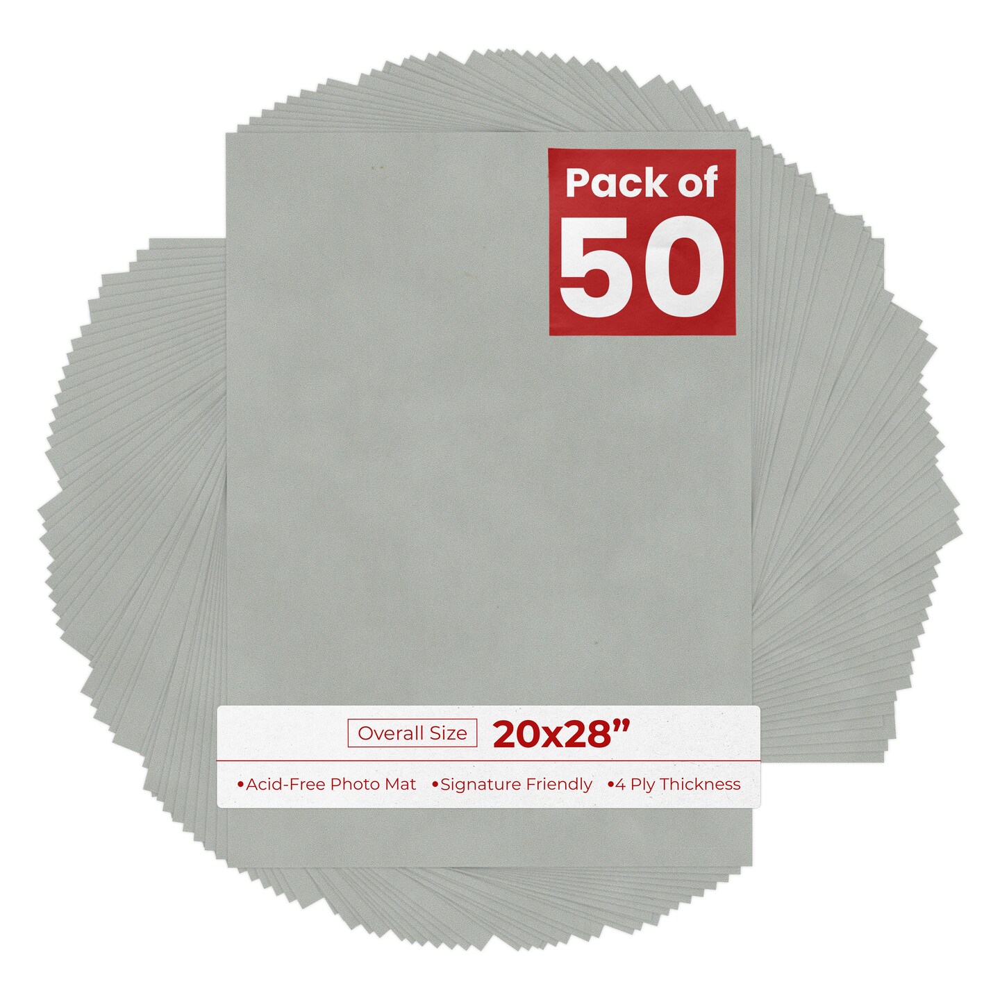 Light Grey Suede 20x28 Uncut Mat Board - Blank Sheets, No Opening