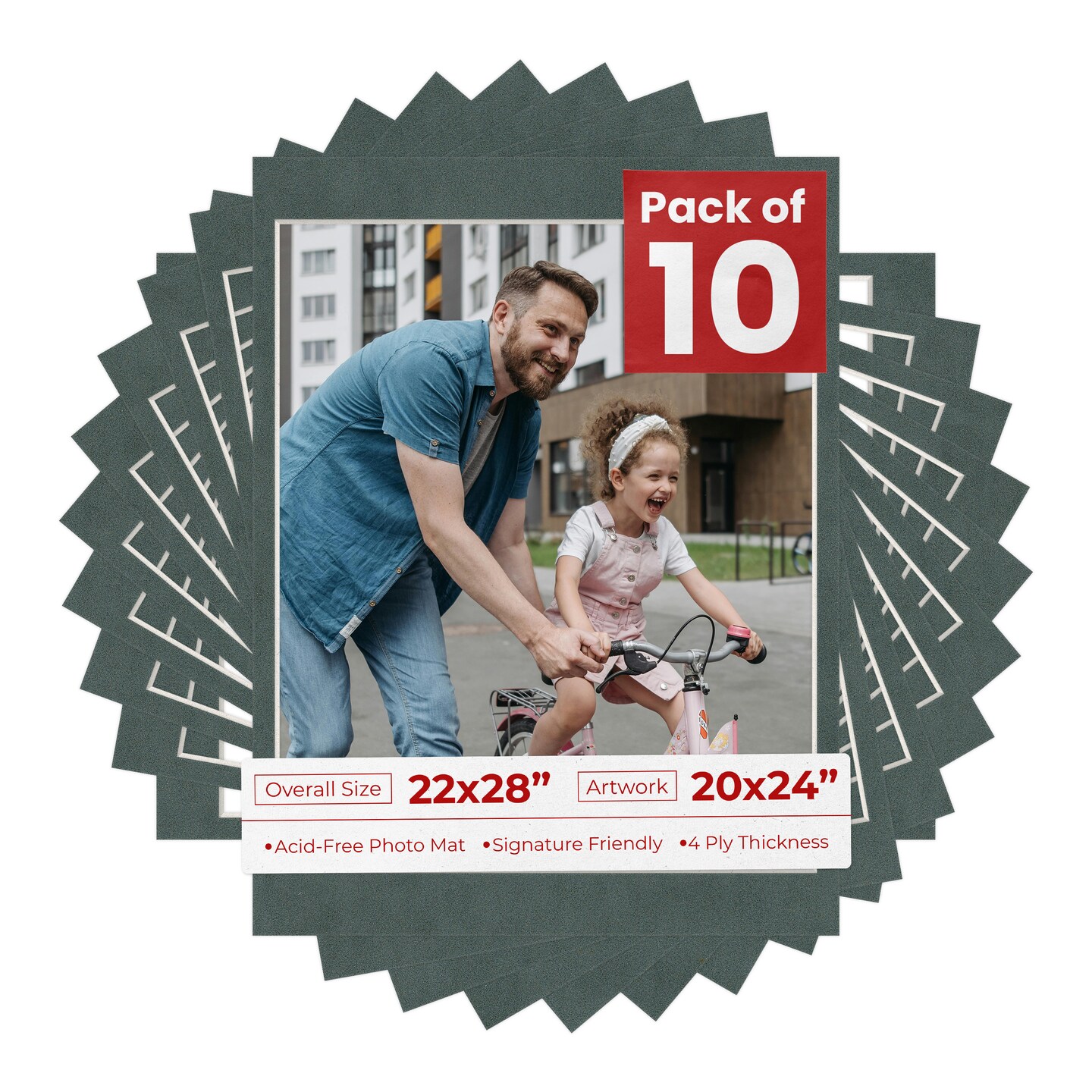 Dark Grey Suede Mat Board for 22x28 Frames - Fits 20x24 Photos