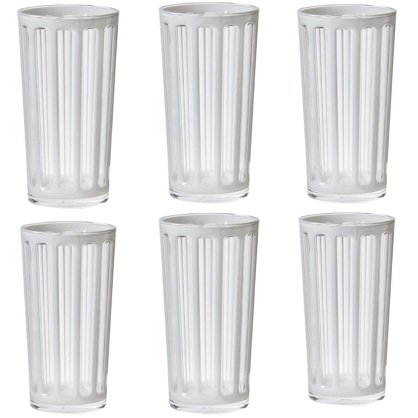 Villa 22 oz White Acrylic Tumbler BPA-Free, Dishwasher Safe, Durable Drinkware Set of 6