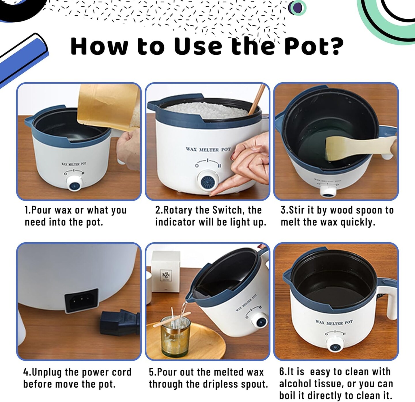 Wax Melting Pot Kit with Electric Wax Melter (white) 7.09 x 6.3 x 7.87 inches