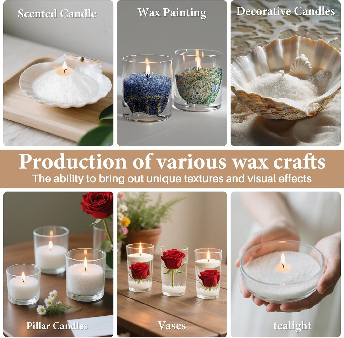 Snow Pearled-Candles with Wicks - White DIY Candle Sand