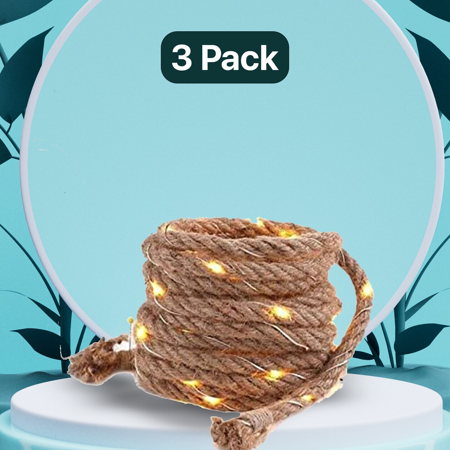 Woven Rope Fairy Lights – 30 LED Warm White String, Battery Operated, 8ft