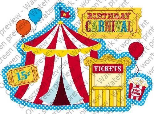 8&#x22; Round ~ Carnival Party Birthday ~ Edible Cake/Cupcake Topper!!!