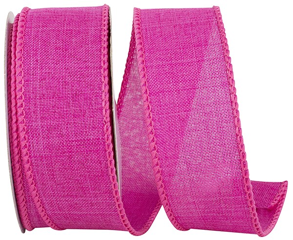 Every Day Linen Value Wired Edge Ribbon -- 1.5" x 10 yards -- Fuchsia Color