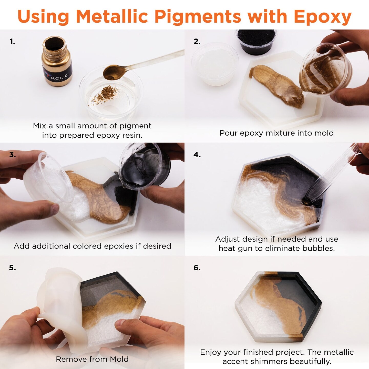 Rolio - 1 Jar Metallic Mica Powder (Gold Slip) - 50g