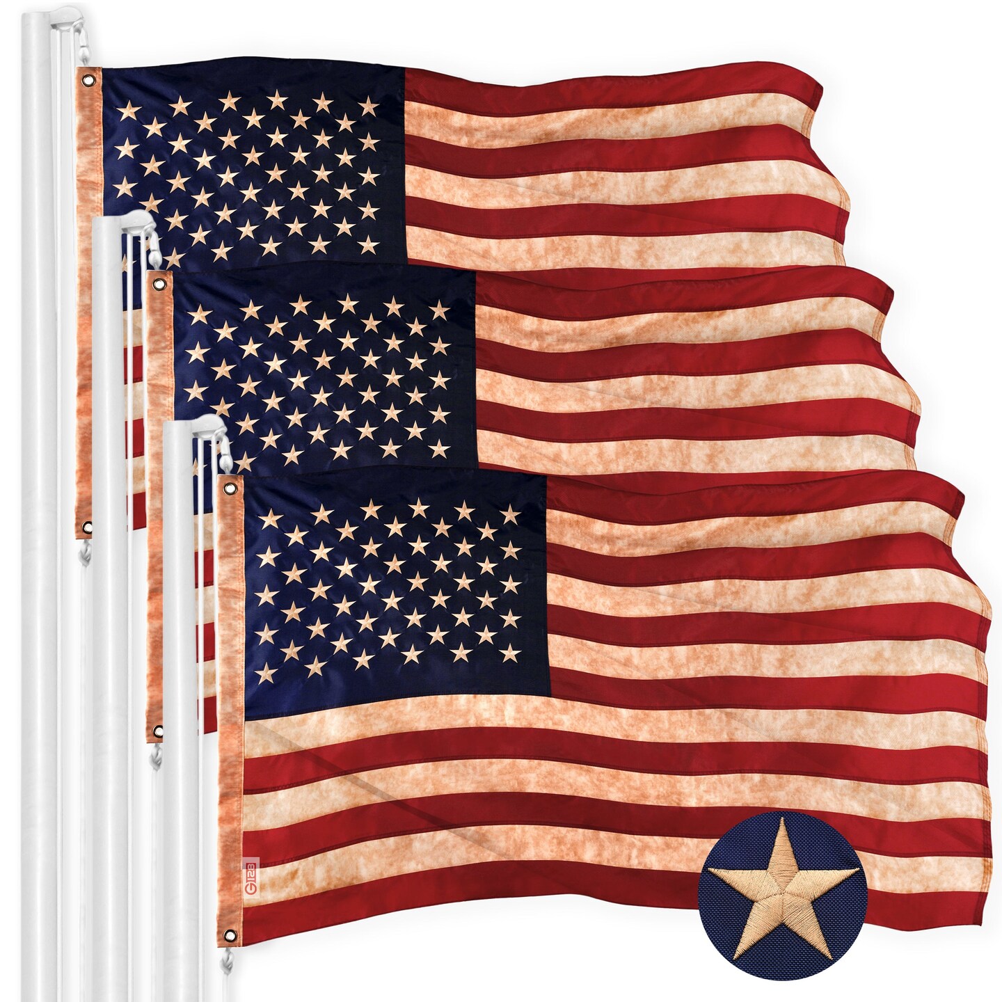 American様 Amazon.com : G128 American USA Tea-Stained Flag | 2.5x4 Ft