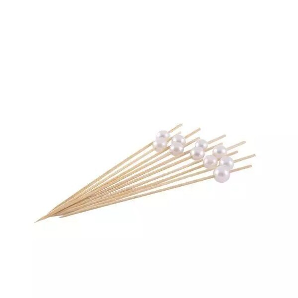 100 Pearls 4.75&#x22; long Natural Bamboo Party Skewers Picks Wedding Party Buffet