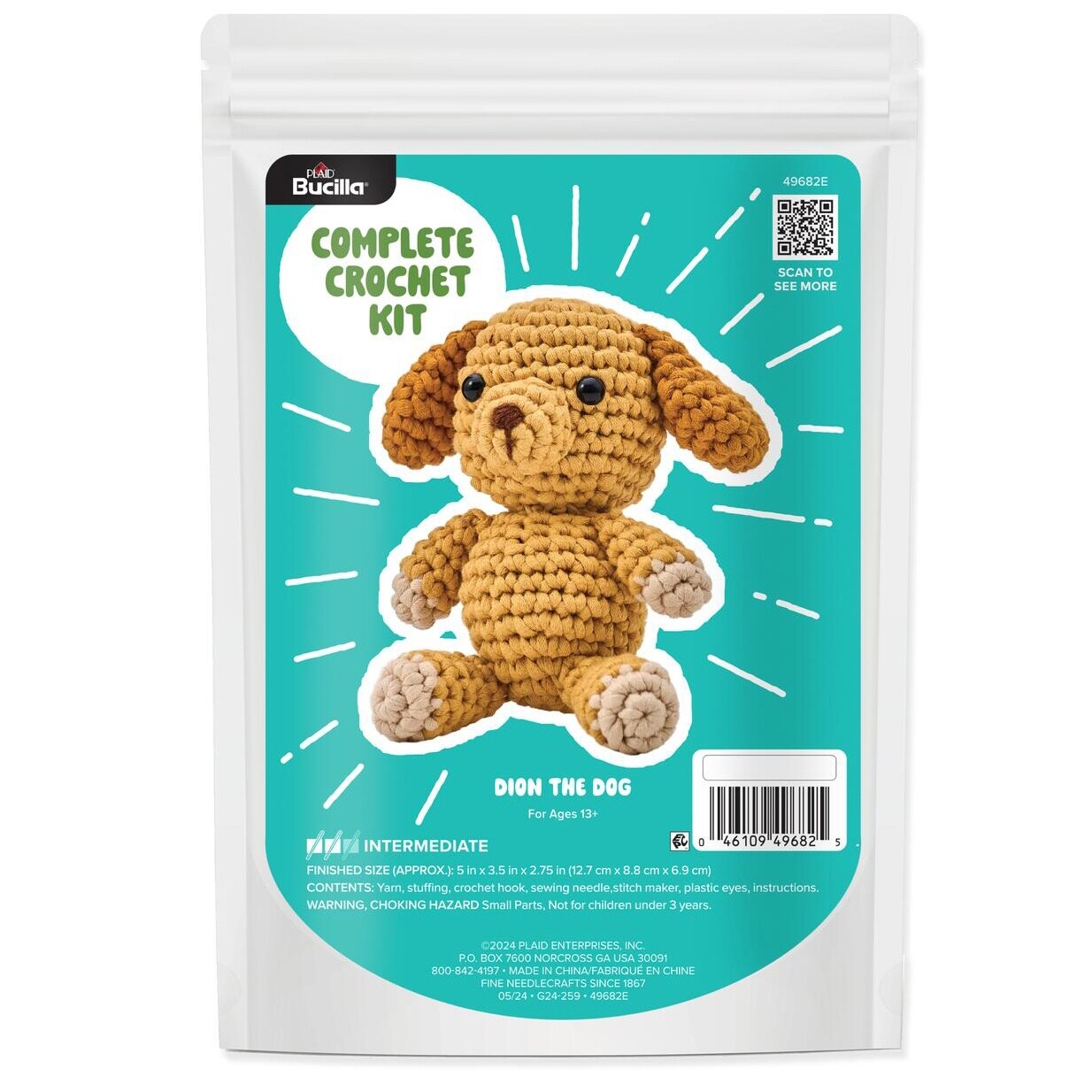 Bucilla Amigurumi Kit-5&#x22; -  T-Shirt Yarn Dog
