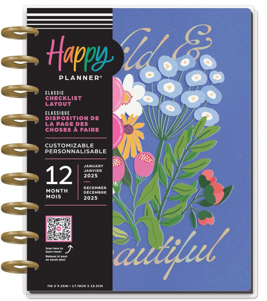 Happy Planner Classic 12-Month Disc Bound Planner-Brilliant Blooms; Jan &#x27;25 - Dec &#x27;25