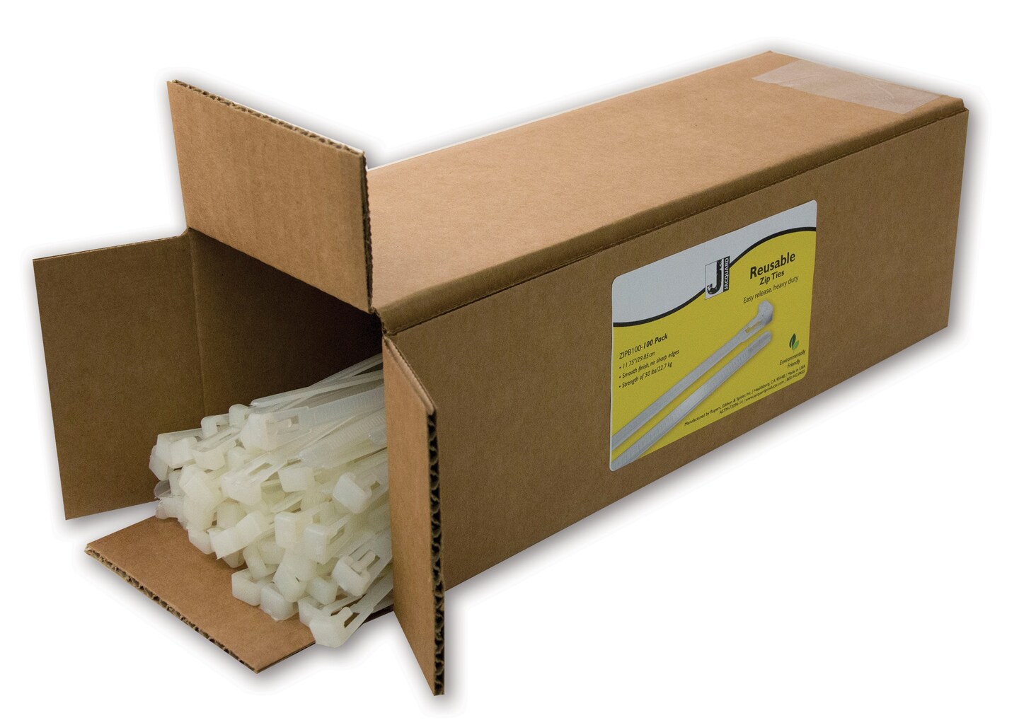 Jacquard Heavy Duty Reusable 12&#x22; Zip Ties 100/Pkg-White