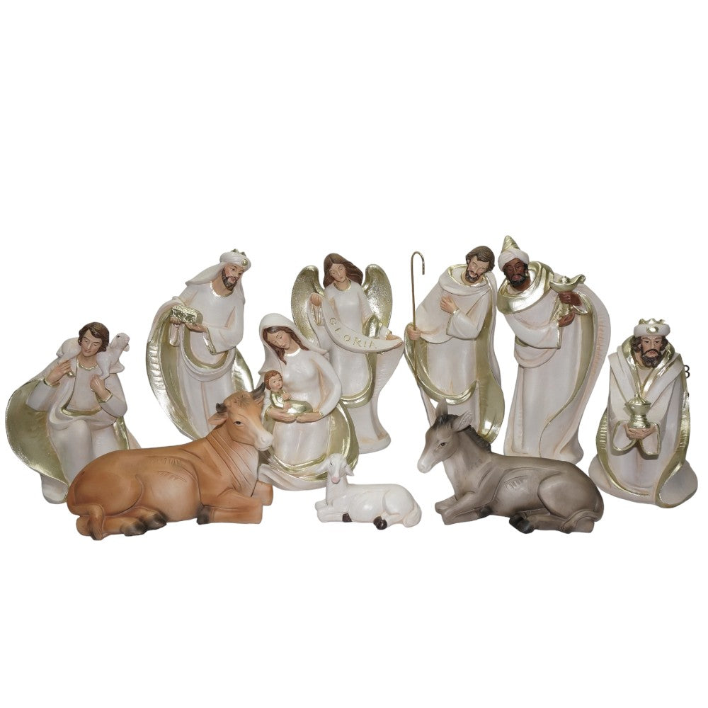 3&#x22;-10&#x22; Nativity Manger Scene - 10 PC Set - Elegant Christmas Nativity Decoration