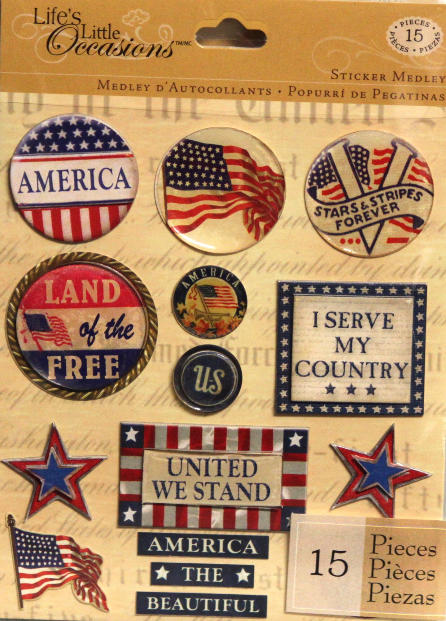 K & Company Life's Little Occasions Patriotic Words Dimensional Sticker Medley