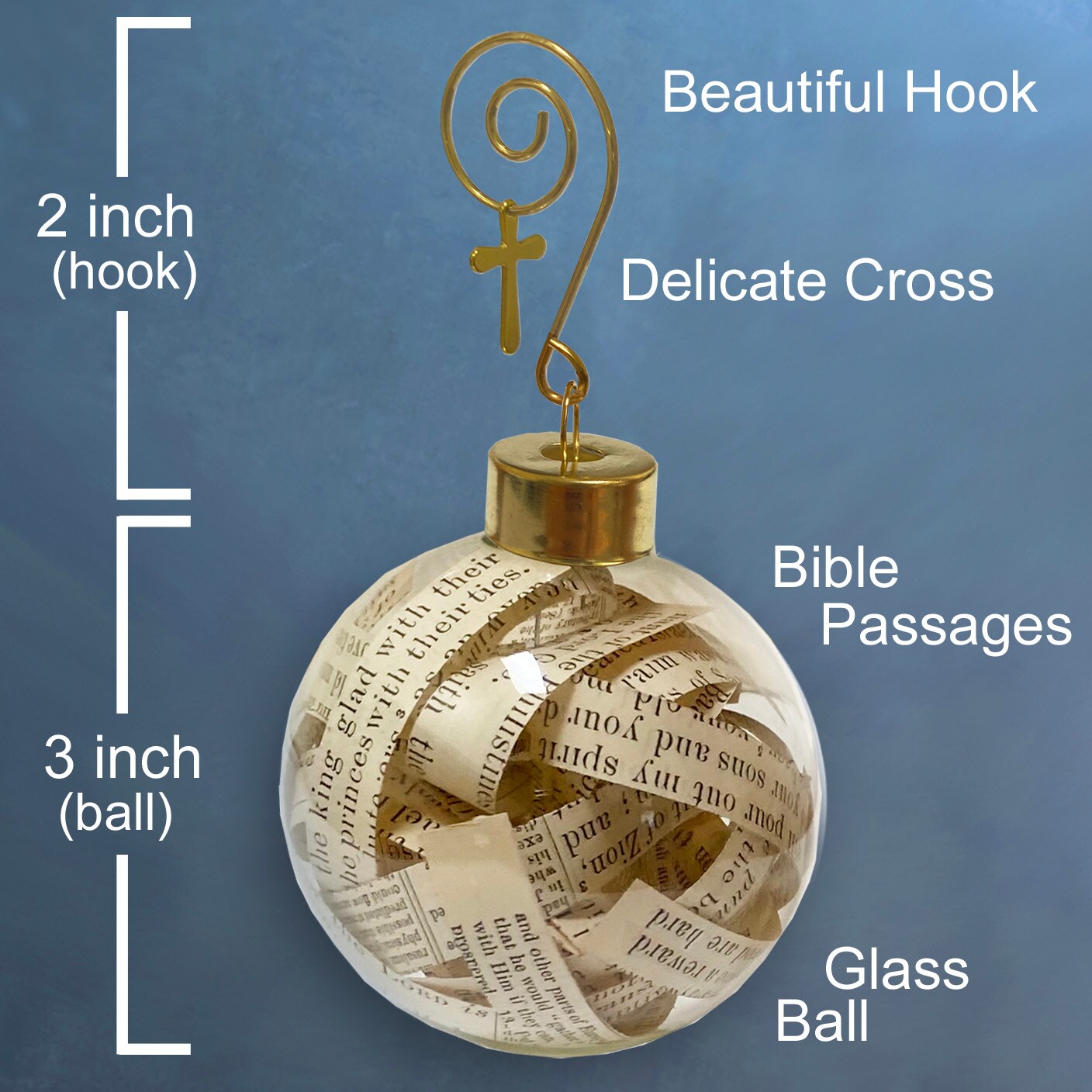 Bible Ornament Made with Pages from a Bible, Handmade Bible Ornament with Scripture Bible Verses Inside Glass Ball, Christmas Tree Decor - image10