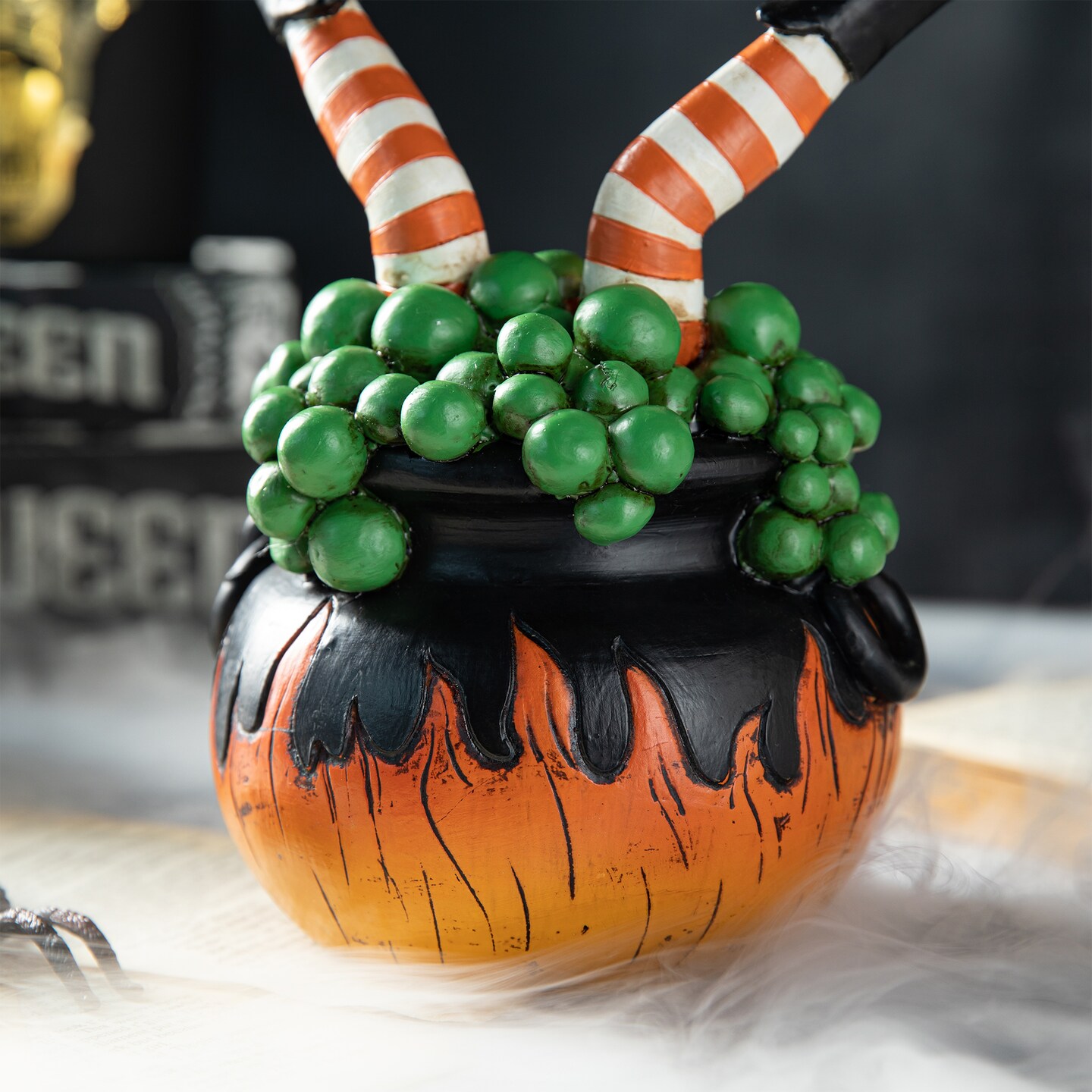 8.75&#x27;&#x27;H Halloween Polyresin Witches With Cauldron Table Decor