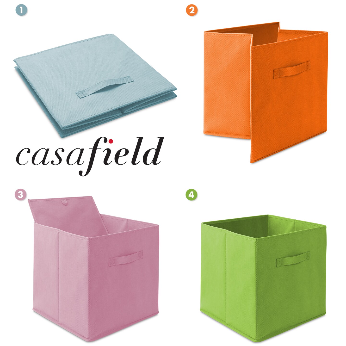 Casafield Set of 6 Collapsible Fabric Cube Storage Bins, Multicolor - 13&#x22; Foldable Cloth Baskets for Shelves, Cubby Organizers &#x26; More