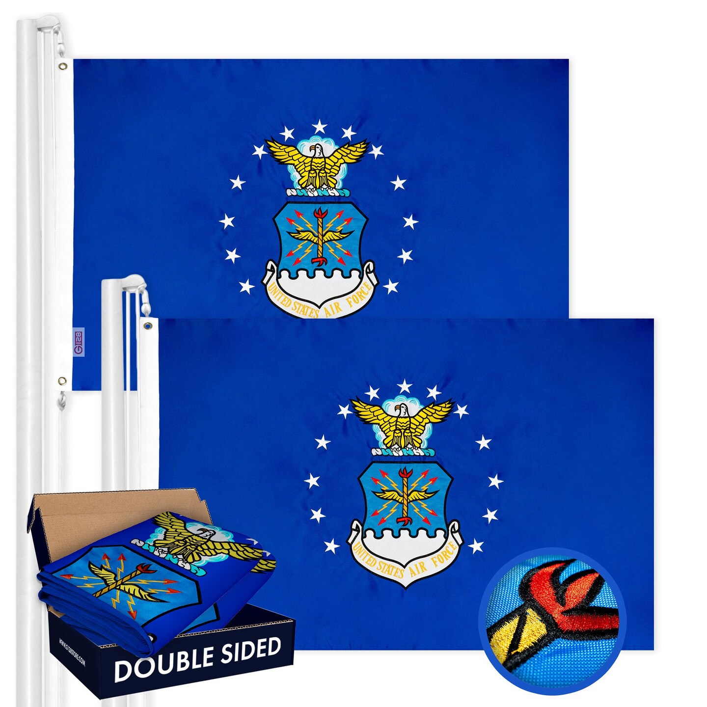 US Air Force Flag 2x3FT 2-Pack Double-sided Embroidered Polyester By G128