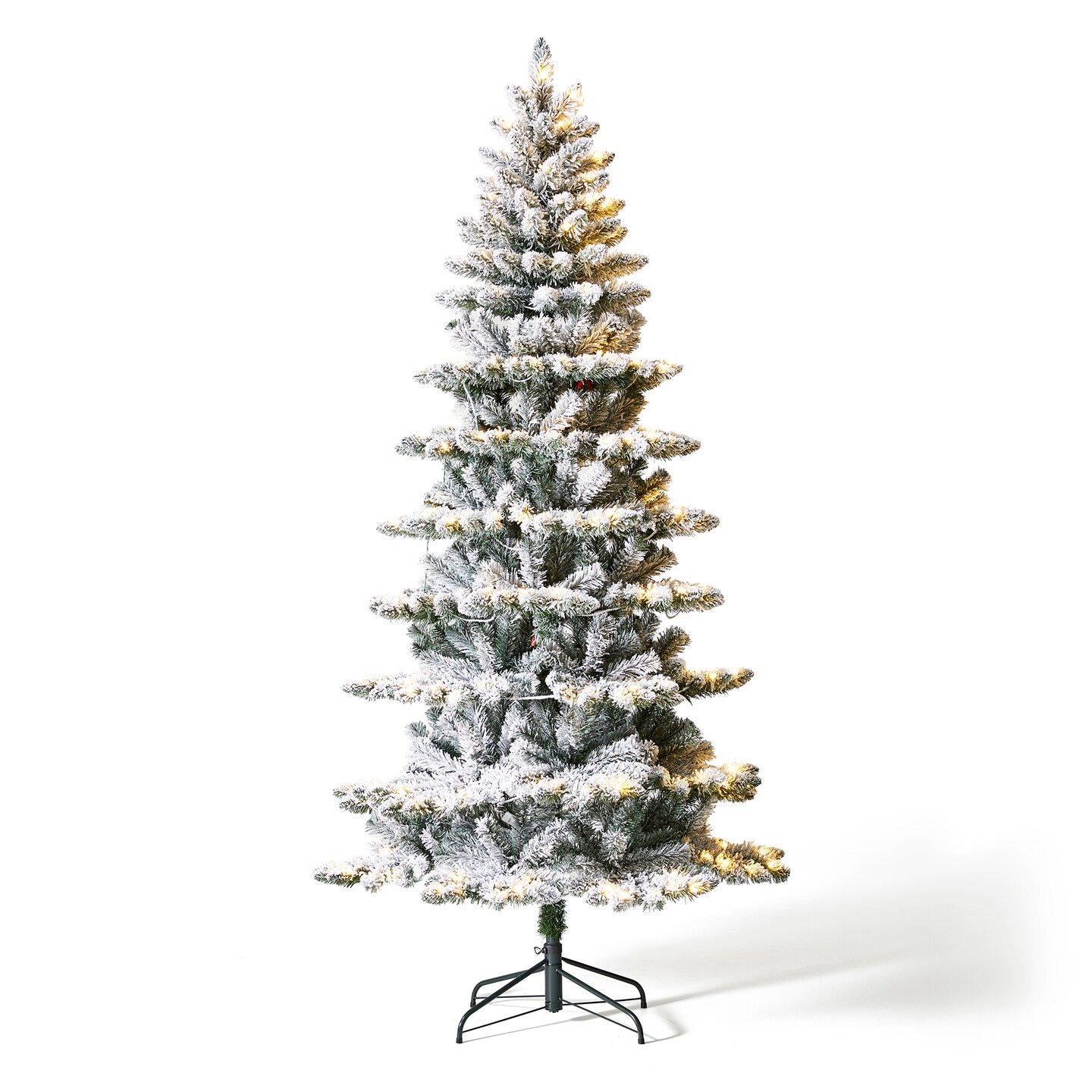 7.5FT/9FT Pre-Lit Flocked Slim Spruce Artificial Christmas Tree with 320/460 Warm White Lights,3 Function