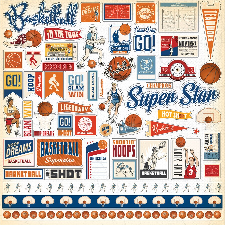 Carta Bella Slam Dunk 12 x 12 Element Sticker Sheet