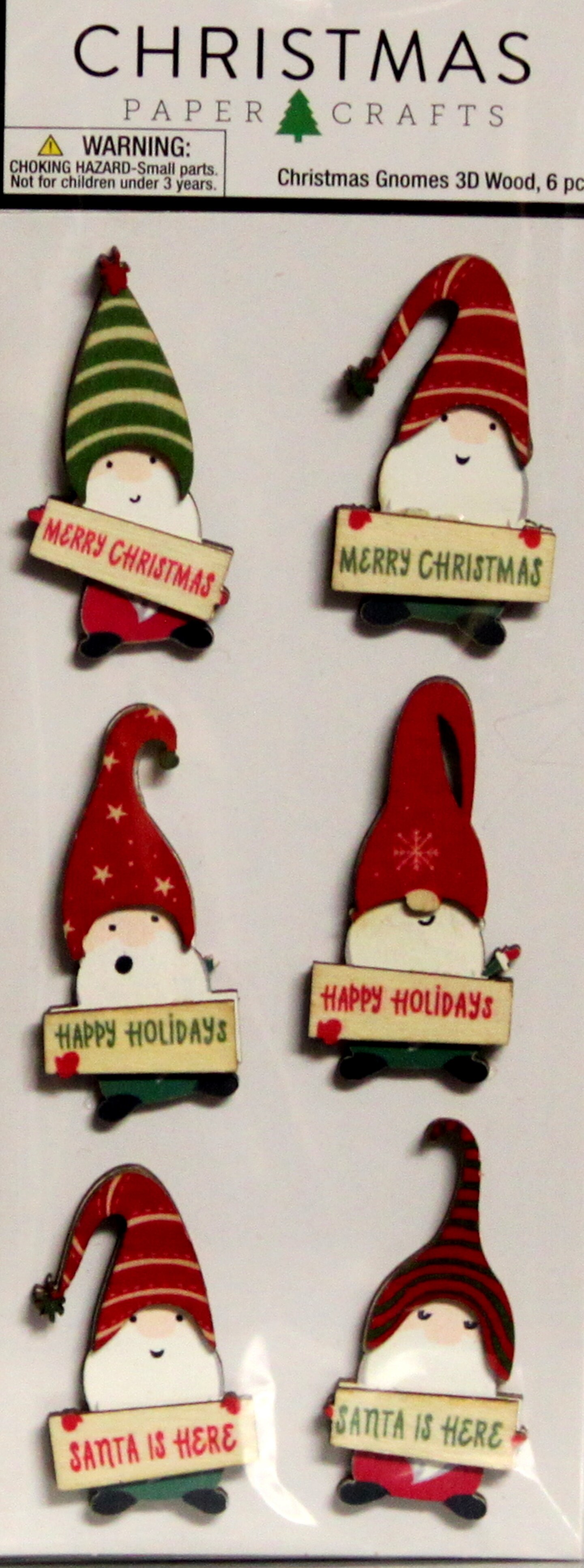 Christmas Paper Crafts Christmas Gnomes 3D Dimensional Wood Stickers