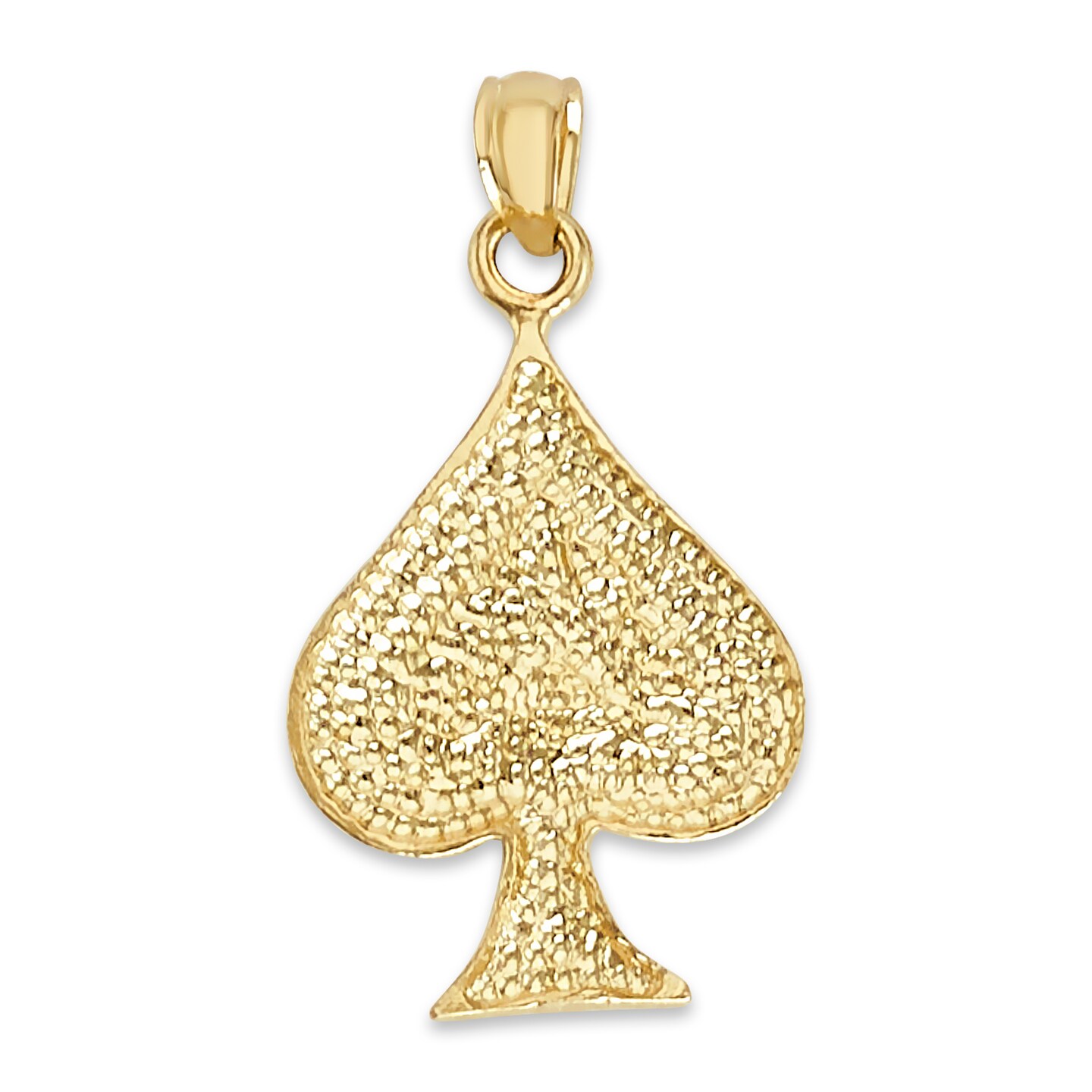 Spade Charm Pendant - Solid 10k or 14k Gold Good Luck Jewelry