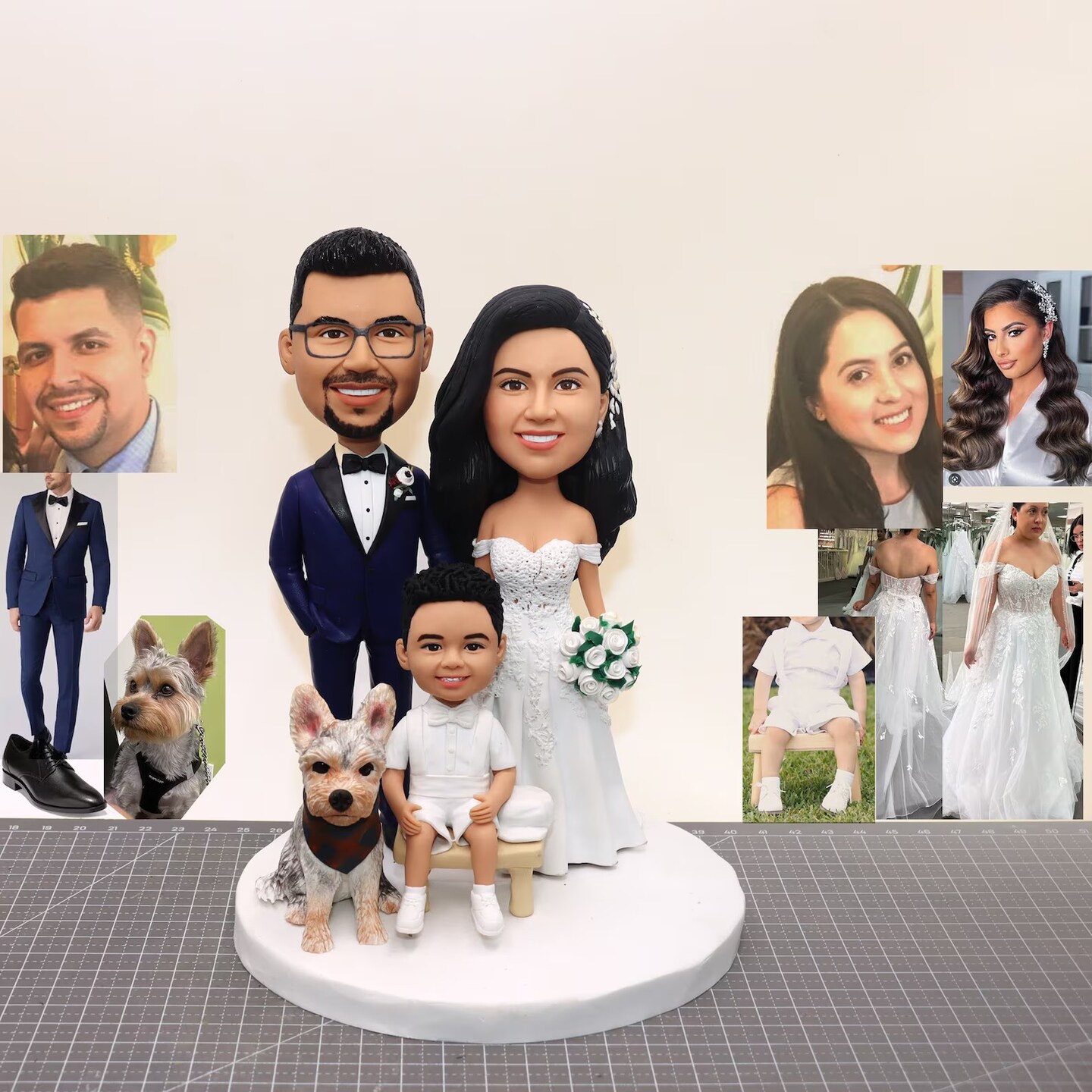 Cake topper for wedding retailer bobbleheads cake topper with a dog custom wedding cake topper look like you anniversary bobbleheads