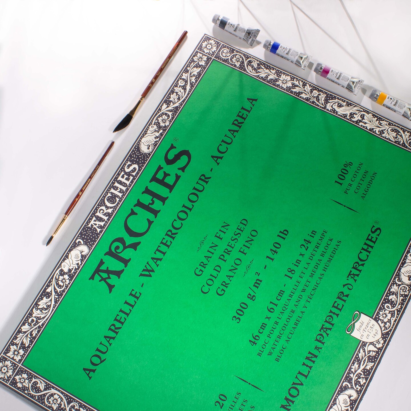 Arches Aquarelle Cold Pressed Watercolor Block 18"X24"- 140lb, 20 Sheets