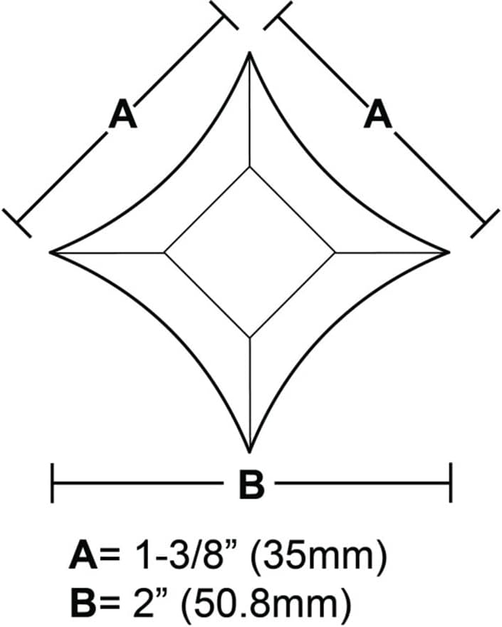 1-3/8&#x22; x 1-3/8&#x22; x 2&#x22; Pointed Star Clear Glass Bevel - 4.7MM Thick - 10 Pack