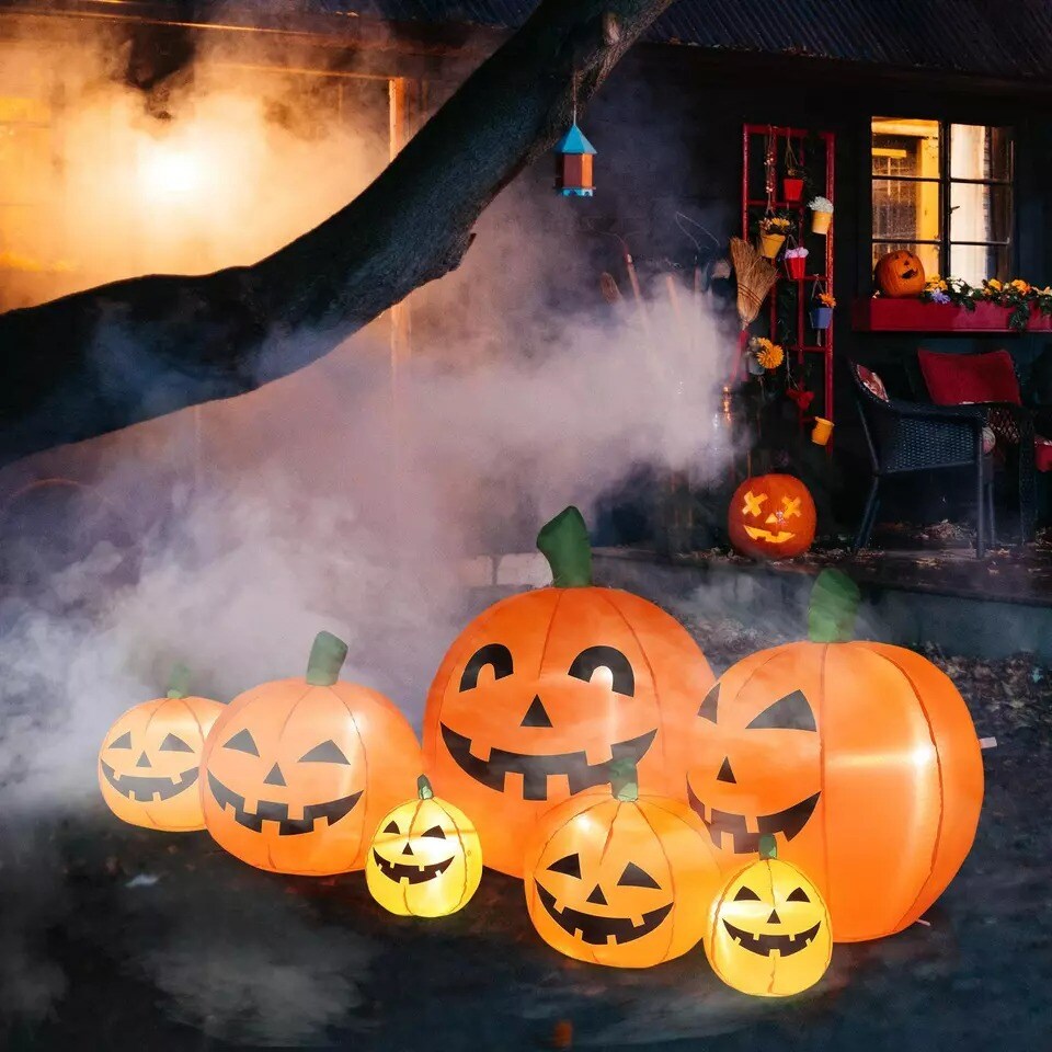 88&#x22; Outdoor Inflatable Pre Lit Pumpkin Halloween Blow up Party Decoration Yard