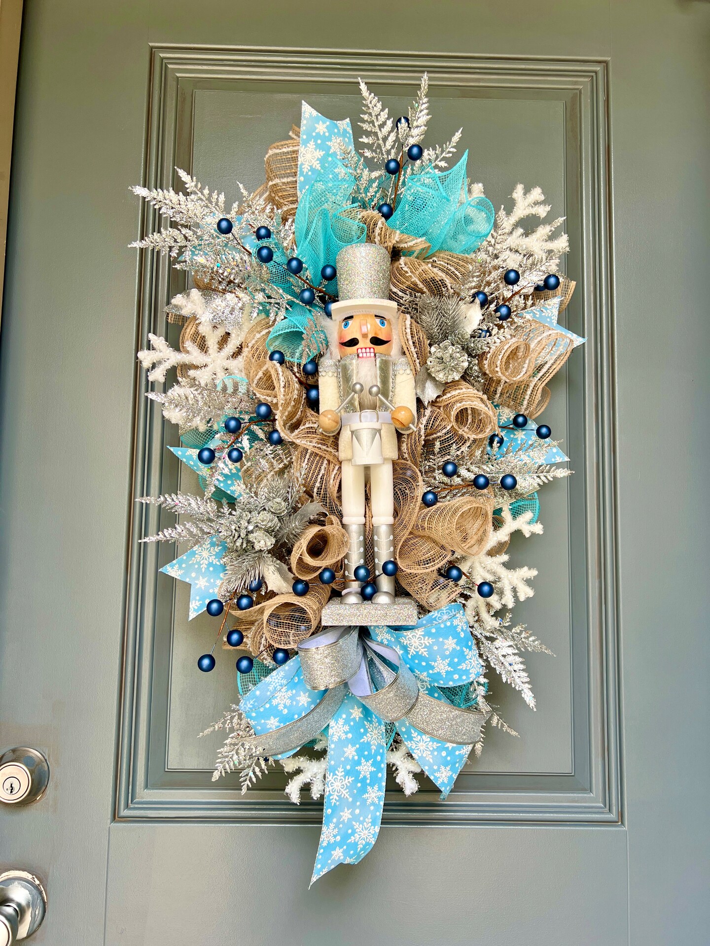 Christmas Glam Nutcracker Wreath, XL Front Door Christmas Swag