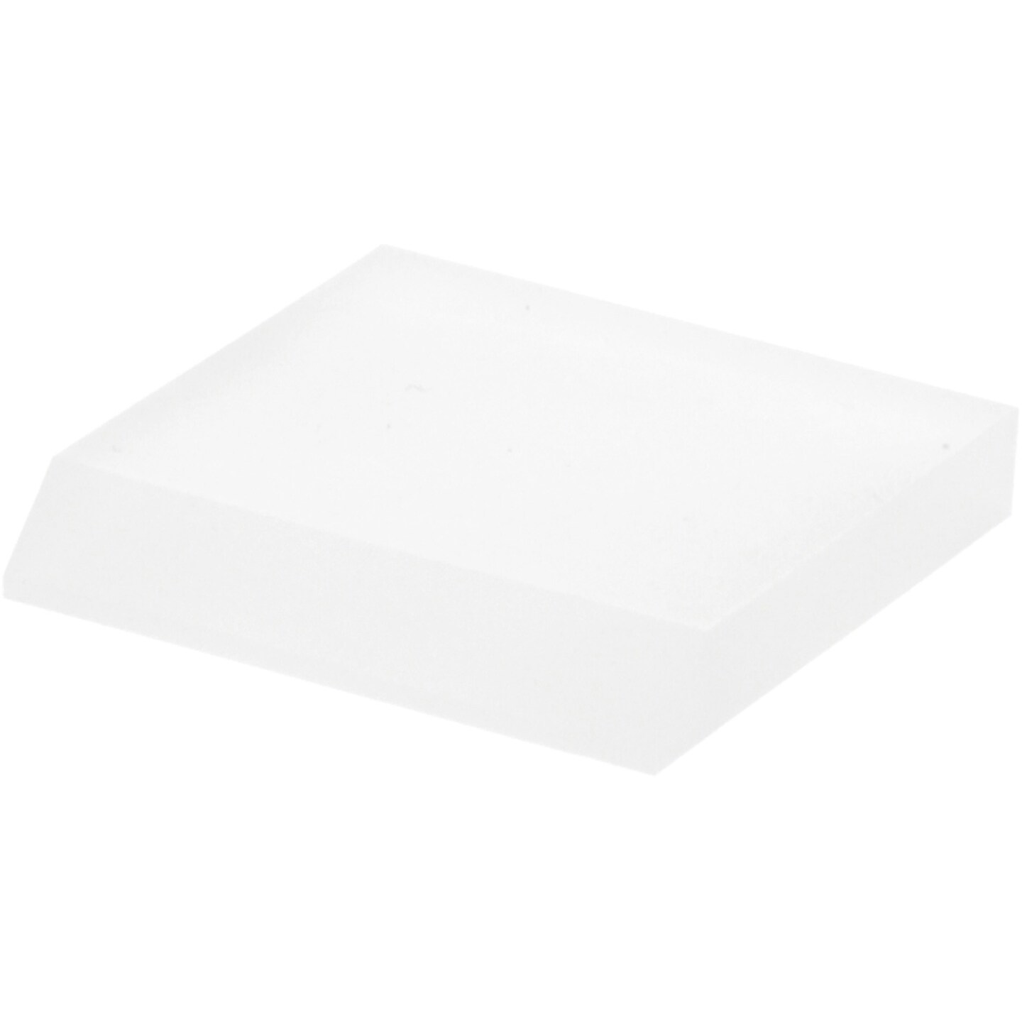 Plymor Frosted Acrylic Square Display Base (Angled-Front for Label), 2&#x22; W x 2&#x22; D x 0.375&#x22; H