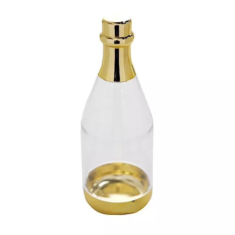 12 Clear Gold 6&#x22; tall Mini Champagne Bottles Favor Holders Party Events Supplies