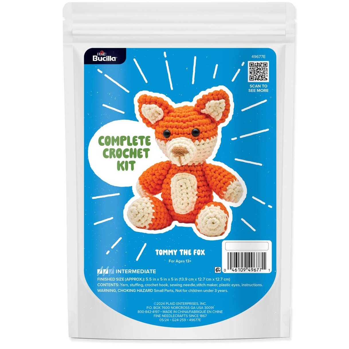 Bucilla Amigurumi Kit-5&#x22; - T-Shirt Yarn Fox
