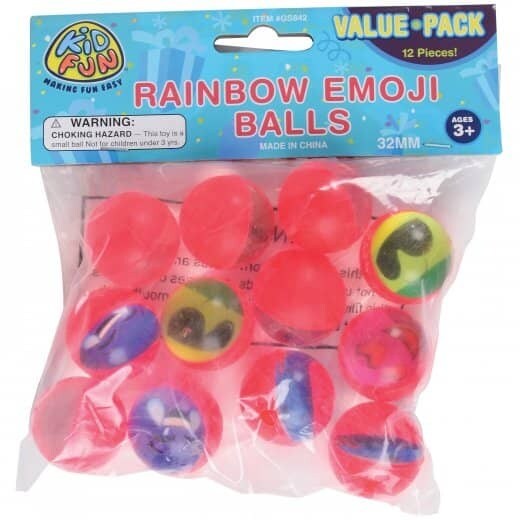 Rainbow Emoji Bounce Balls/32Mm Include 12 Units
