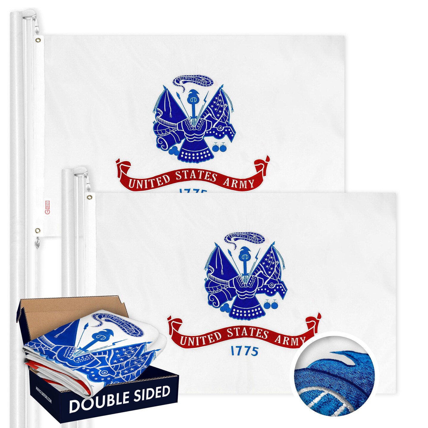 US Army Flag | 3x5 Ft, 2-Pack, Double-sided, Embroidered Polyester By G128